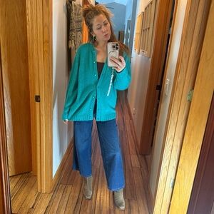❤️4 for $25 Teal vintage cardigan sweater